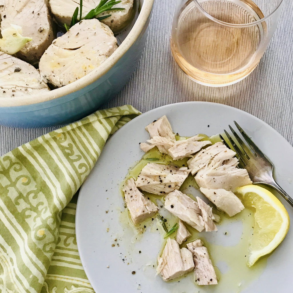 Olive Oil-Poached Albacore with Lemon, Fennel and Garlic