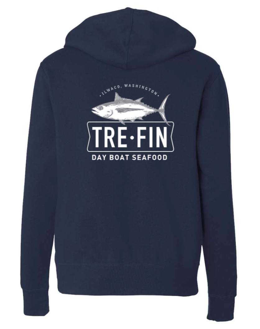 Day Boat Seafood Logo Zip Hoodie in Navy